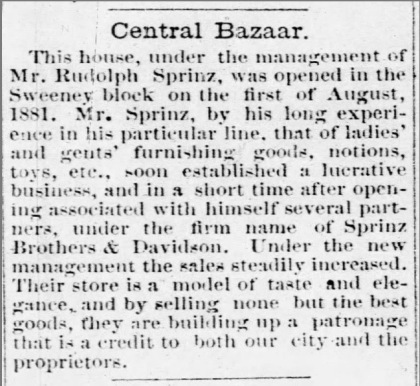 Rudolph Sprinz El Paso Herald 10-Jun-1881
